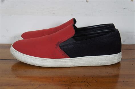 Prada Men’s Slip On Sneakers 4D2733 Red Black Suede/Nylon 